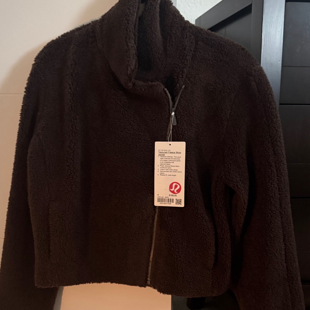 Lululemon Black Textured Fleece Moto Jacket
